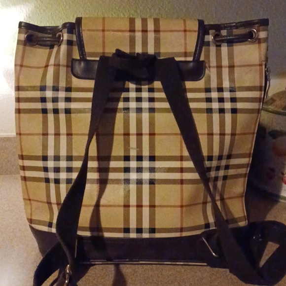 > Plaid Tan and Black Backpack - Picture 8 of 16